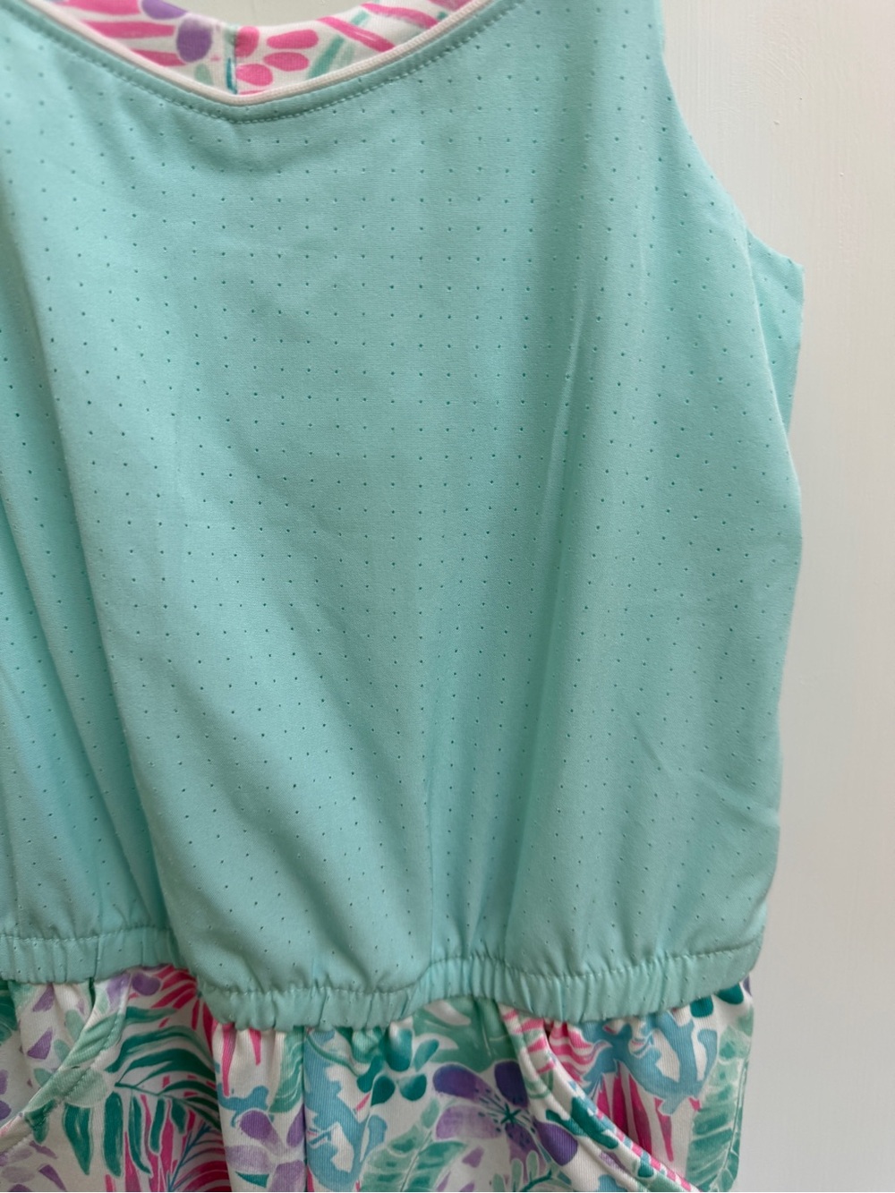 More Than Magic Girls XS 4 5 Blue Aqua & Floral Sleeveless Summer Beach Romper - Picture 2 of 6